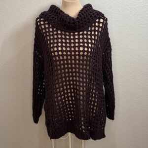 Lane Bryant Plum Purple Open Knit Chunky‎ Boho Layering Sweater Sz 14 Lagenlook